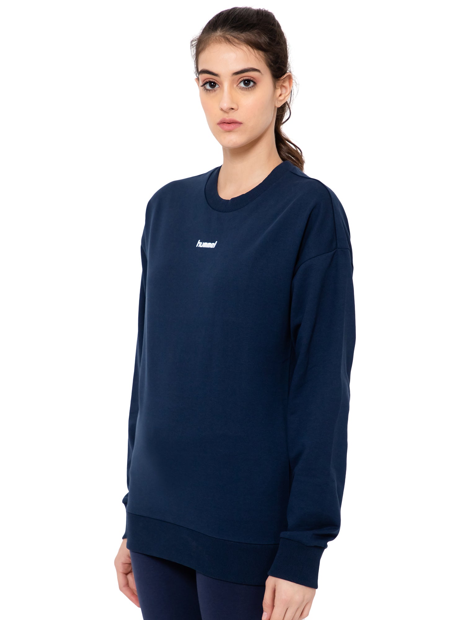 Hummel Navy Regular Hoodies for Women Daily Wear