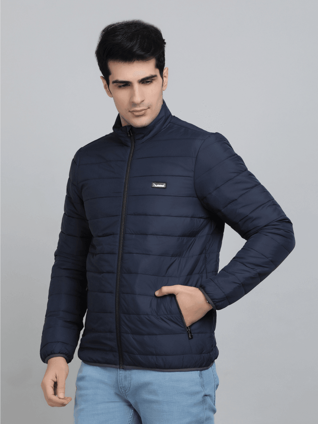 Hummel Navy Blue Regular Jackets for Men Outdoor Wear