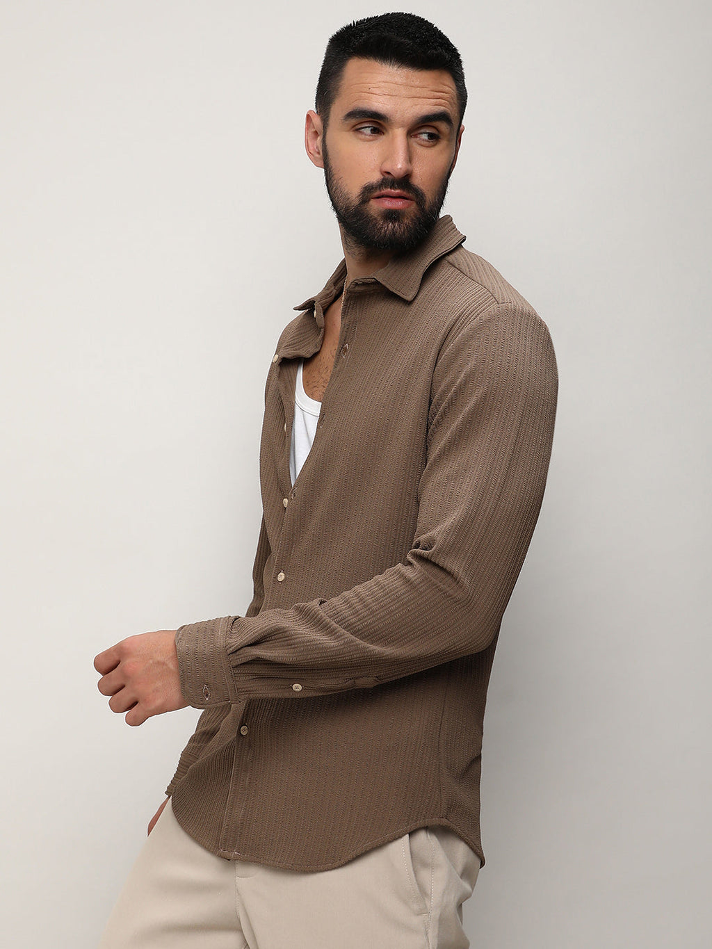 Campus Sutra Stripe-Creased Shirt