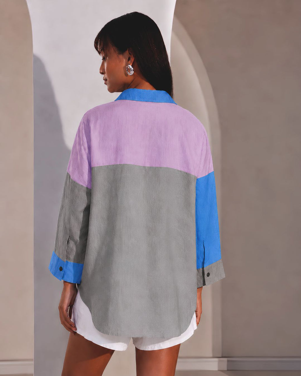 Pink Oversized Aurora Colorblock Shirt