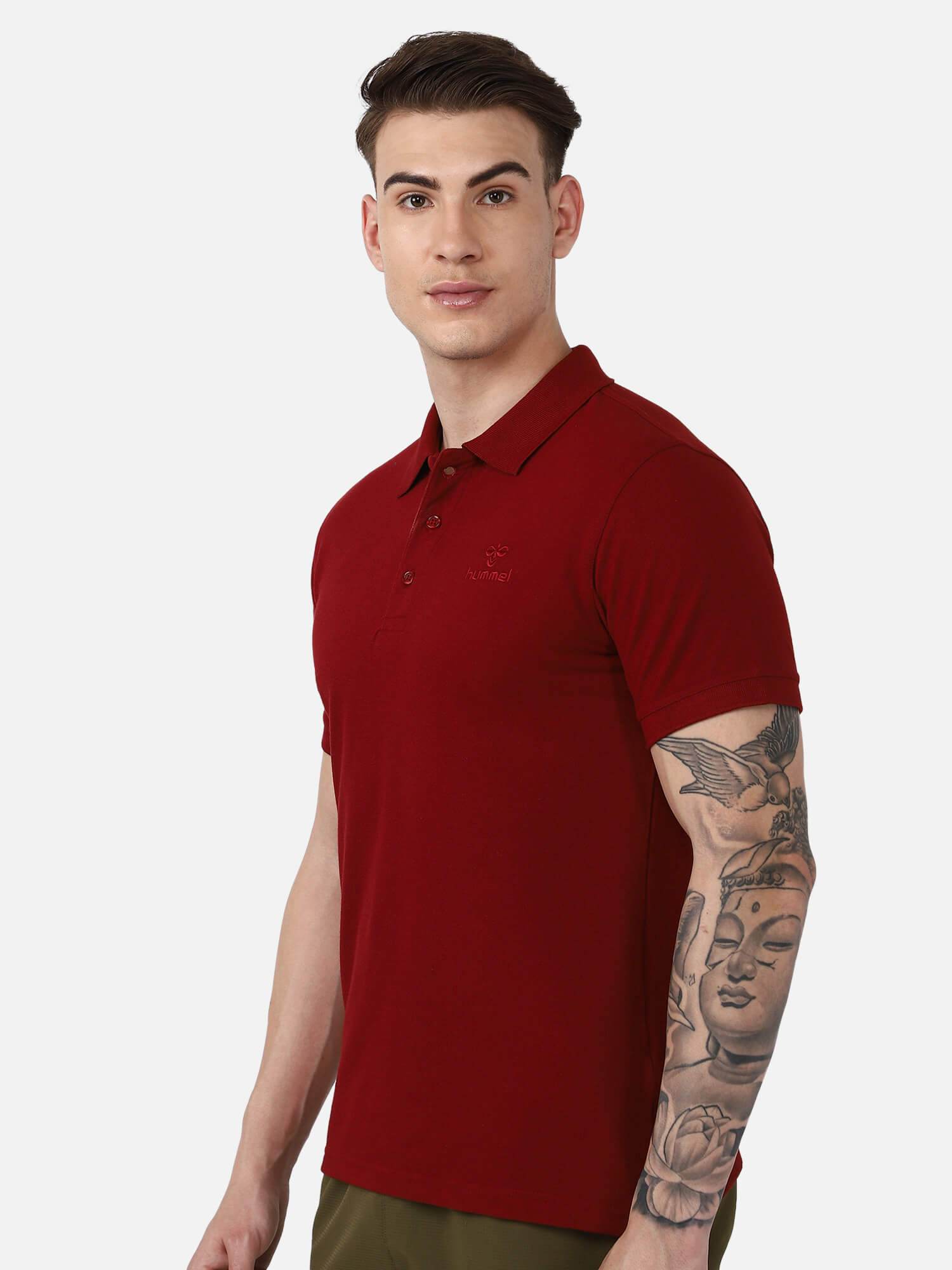 Hummel Maroon Regular Shirts for Men Work Wear