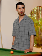 Campus Sutra Geometric Print Relaxed Fit Cuban Collar Shirt