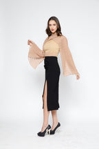 SAMMYUKK Detachable Cape Flared Sleeves Crop Top - Sunset Gold