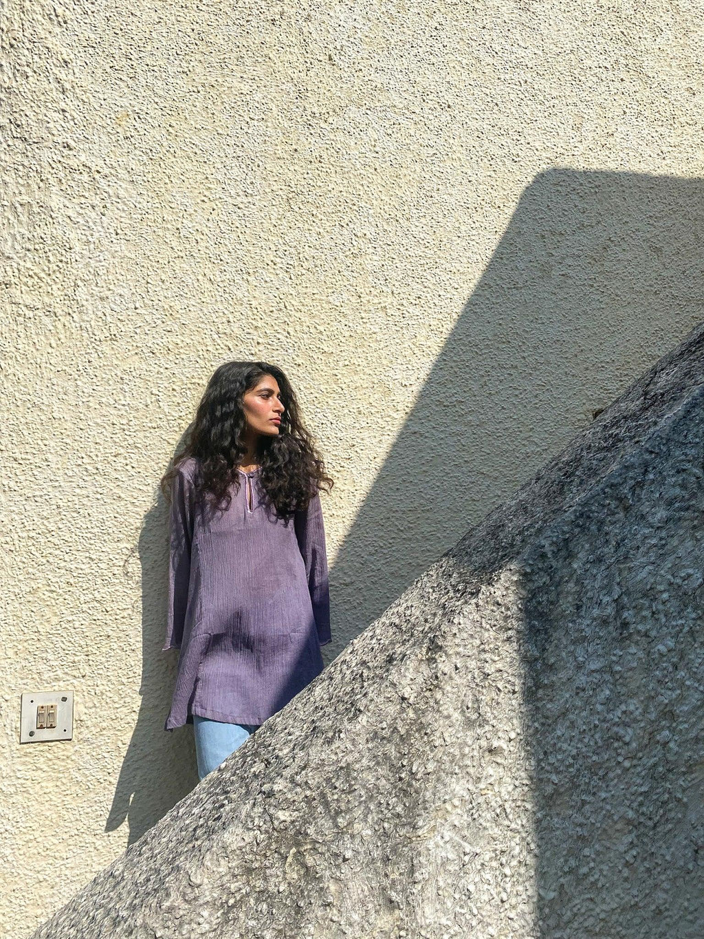 ShopKapaas Purple Pastel Malmal Cotton Kurta