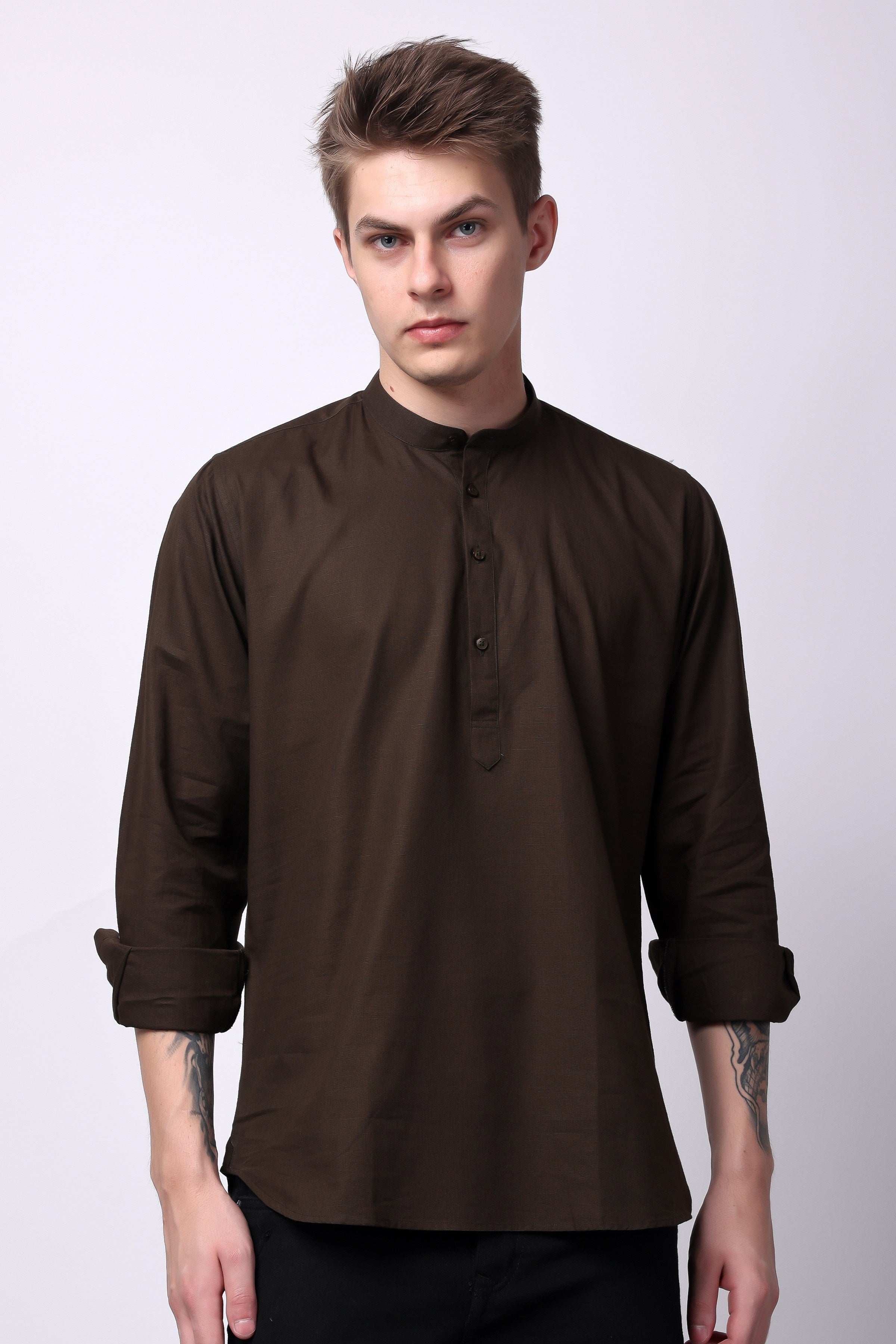 Stylox Regular Fit Full Sleeve Solid Kurta for Men with Mandarin Collar