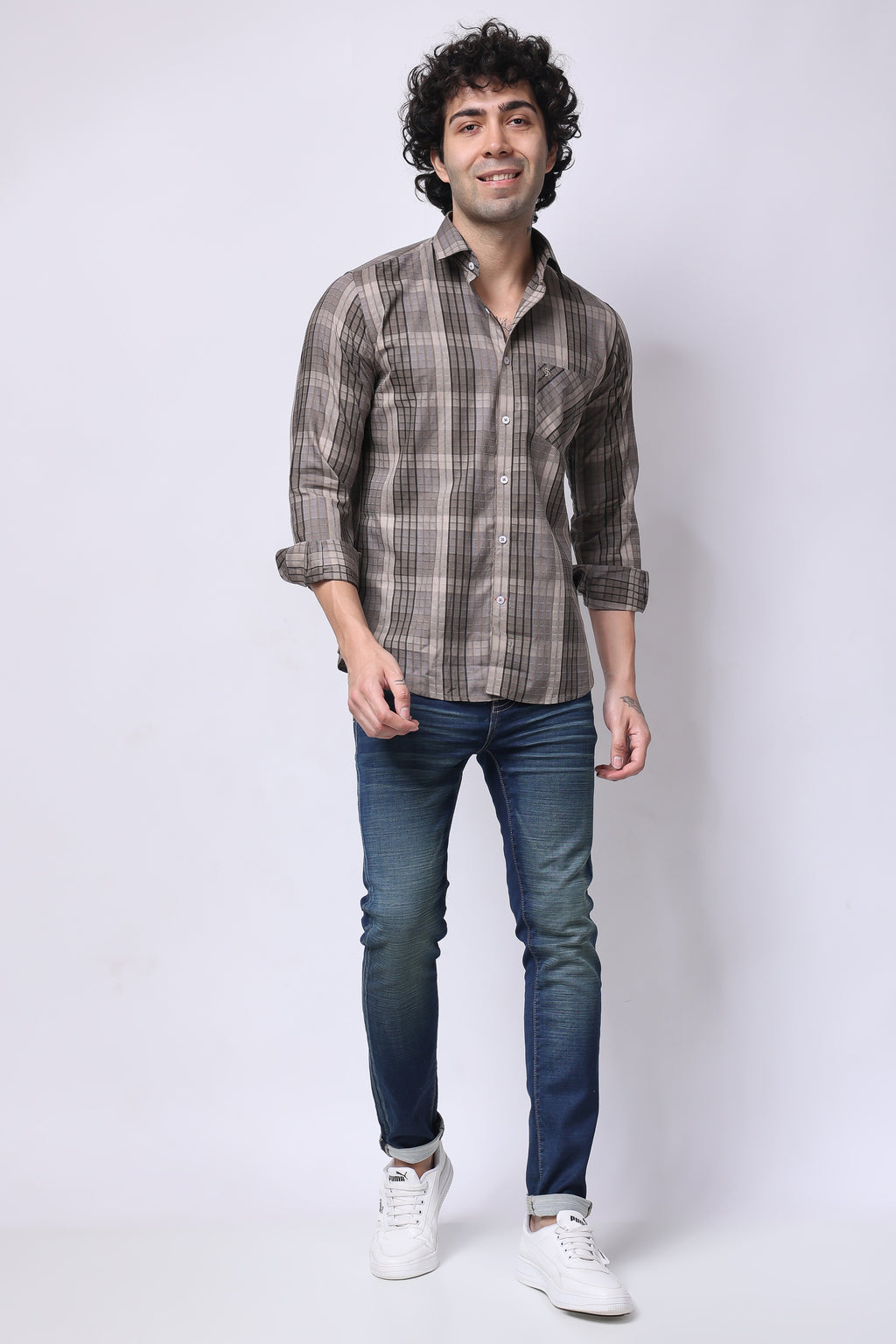 Stylox Regular Fit Full Sleeve Check Casual Shirt For Men's