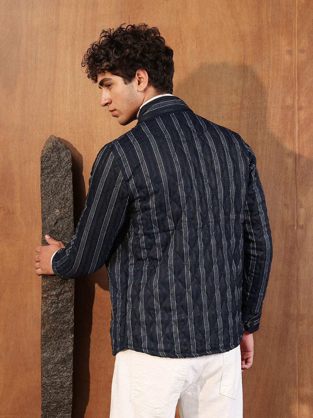 Campus Sutra Fleece Block Denim Jacket