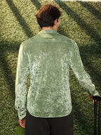 Campus Sutra Solid Velvet Shirt