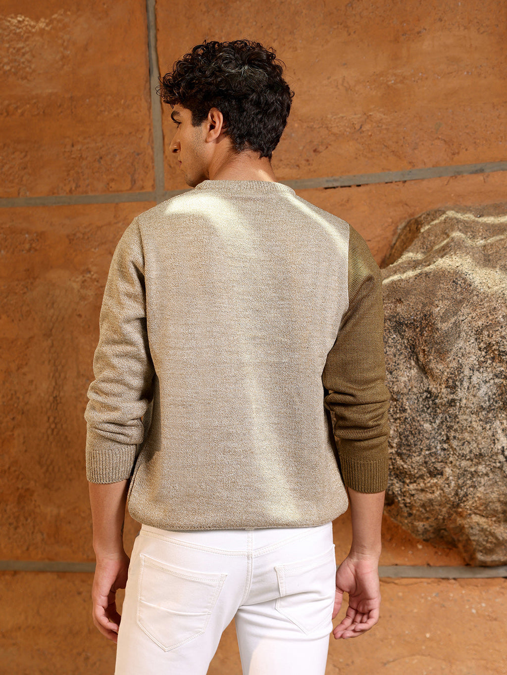 Campus Sutra Contrast Panel Pullover Sweater