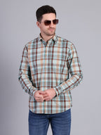 Stylox Regular Fit Full Sleeve Check Casual Shirt For Men's