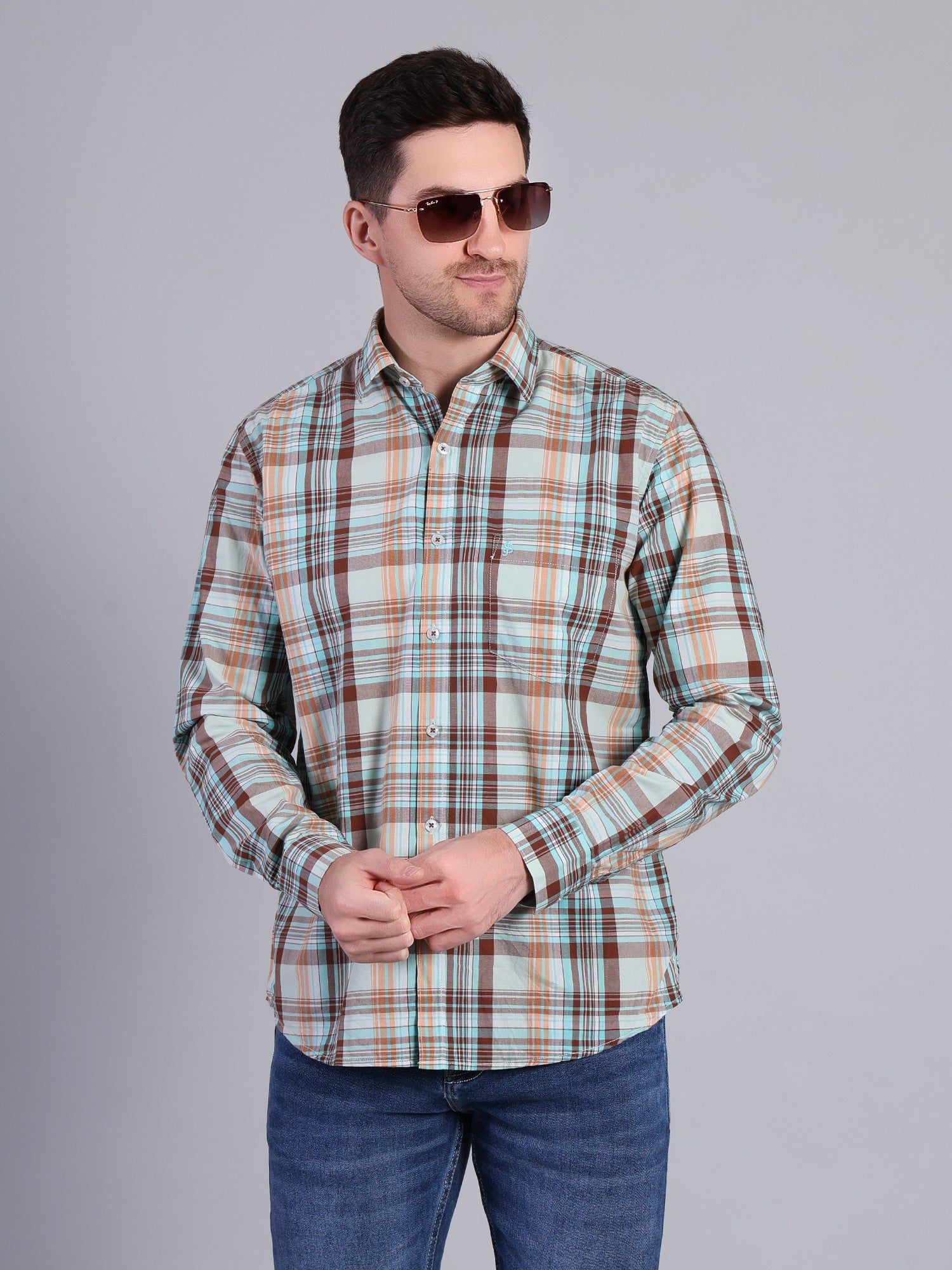 Stylox Regular Fit Full Sleeve Check Casual Shirt For Men's
