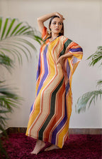 ShopKapaas Geometric Print Chanderi Kaftan Dress