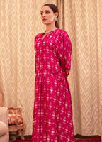 ShopKapaas Fuchsia Cotton Silk Box Pleat Kaftan Dress