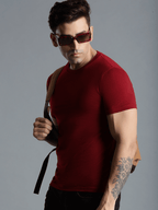 Hummel Maroon Regular Shirts for Men Gym Wear