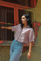 ShopKapaas Rust Woven Linen Crop Top