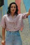 ShopKapaas Rust Woven Linen Crop Top