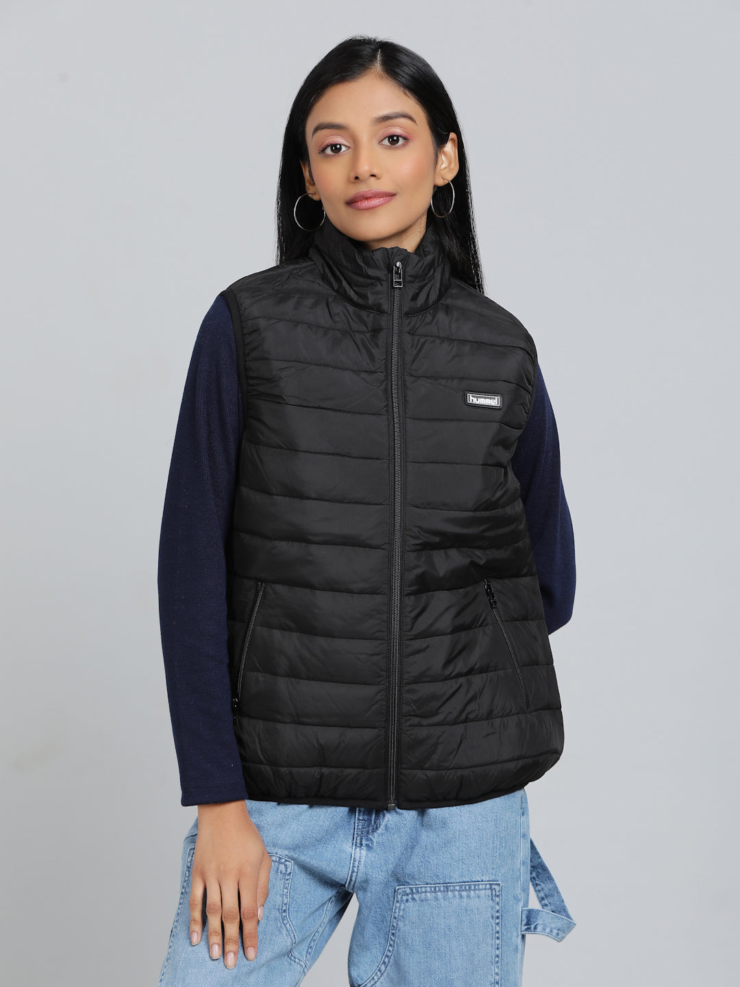 Hummel Black Regular Waistcoats for Women Outdoor Wear
