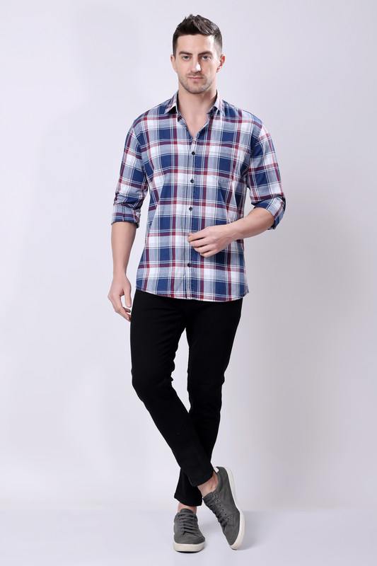 Stylox Regular Fit Full Sleeve Check Casual Shirt For Men's