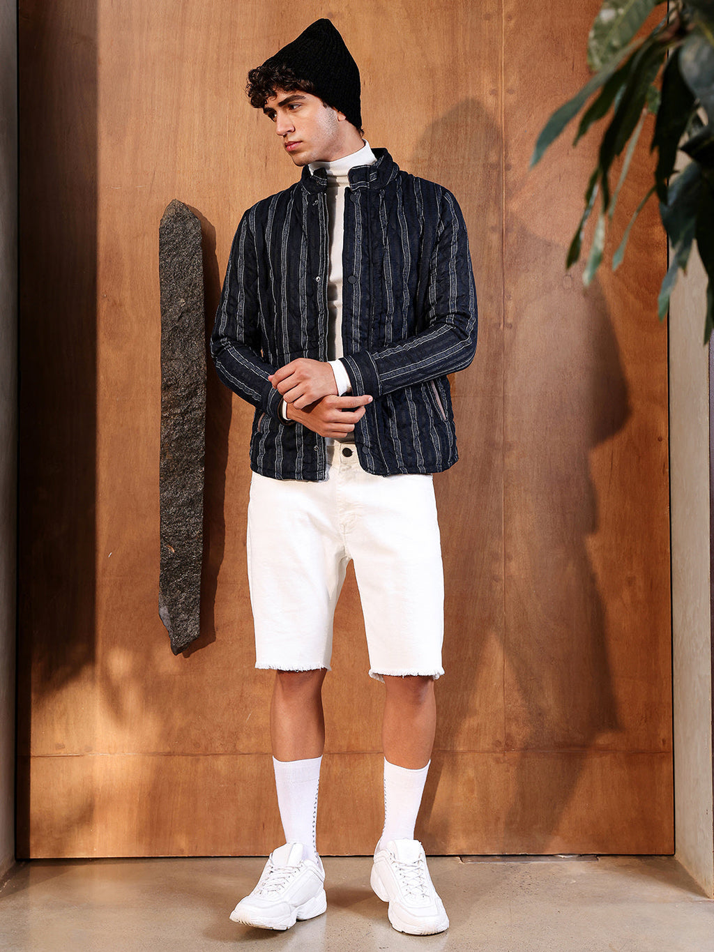 Campus Sutra Fleece Block Denim Jacket