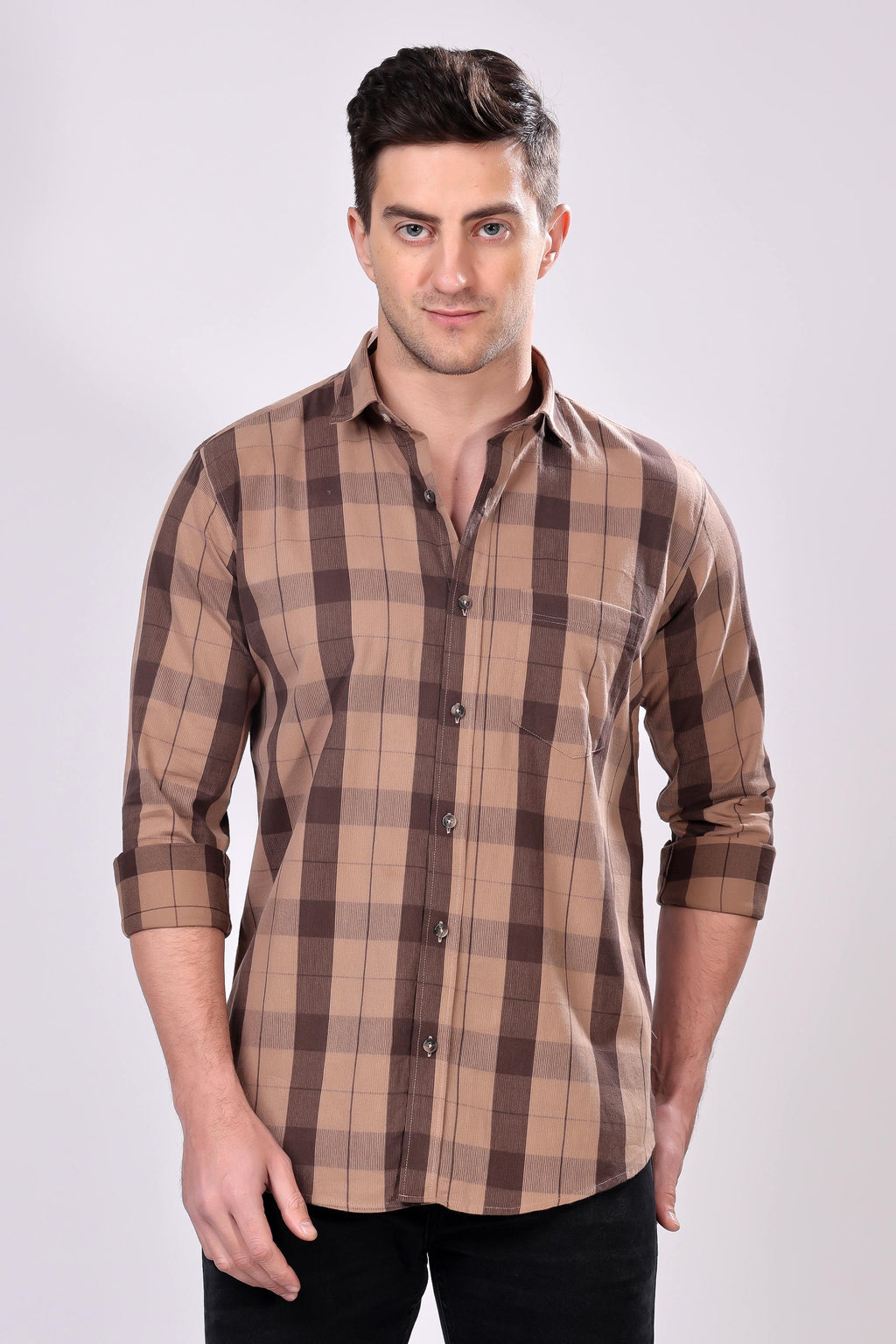 Stylox Regular Fit Full Sleeve Check Casual Shirt For Men's