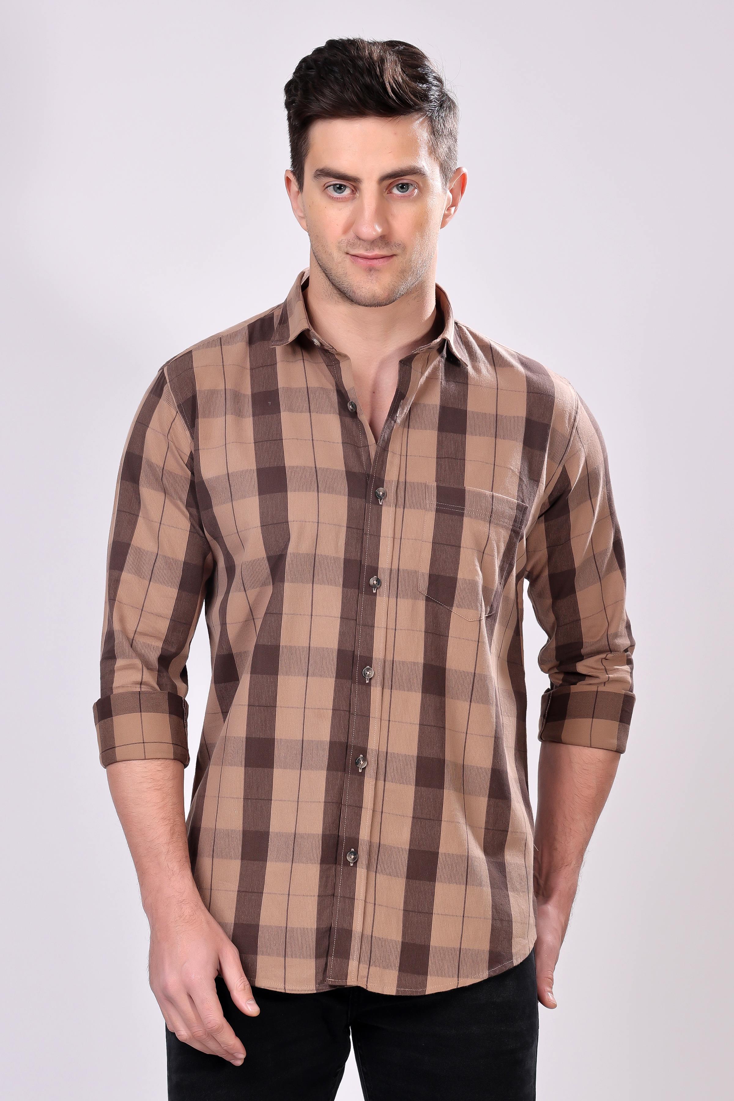 Stylox Regular Fit Full Sleeve Check Casual Shirt For Men's