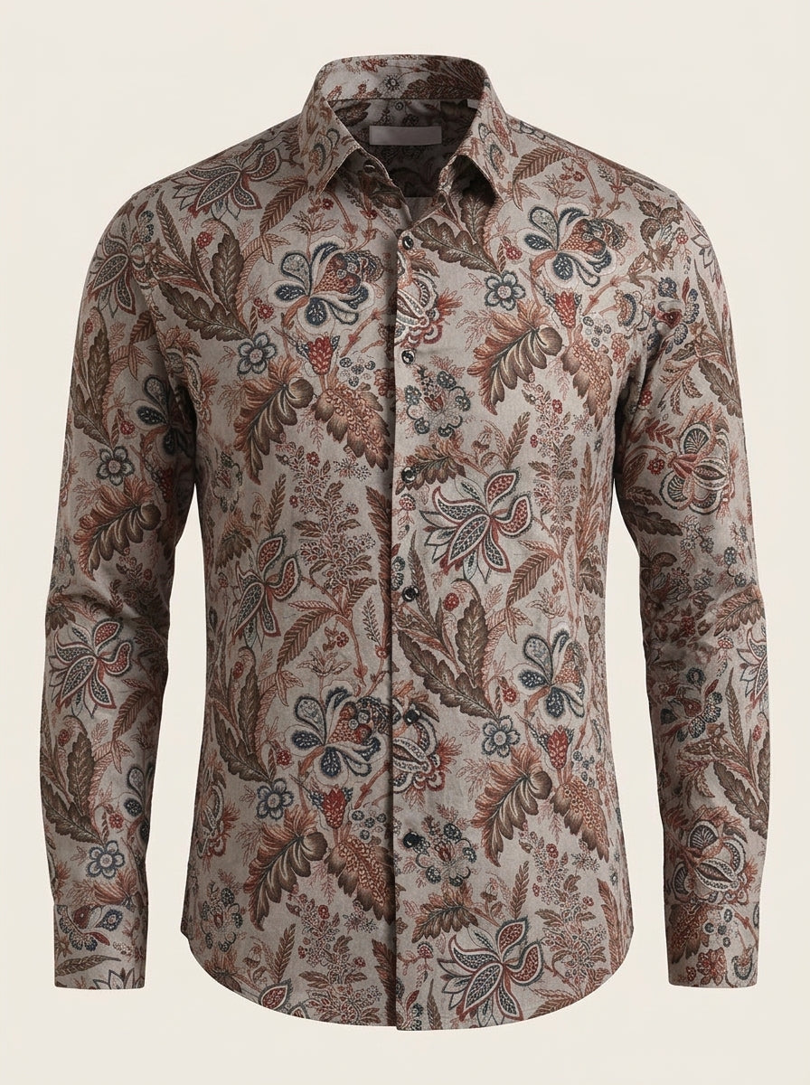 Men Floral Printed Cotton Slim Fit Shirts