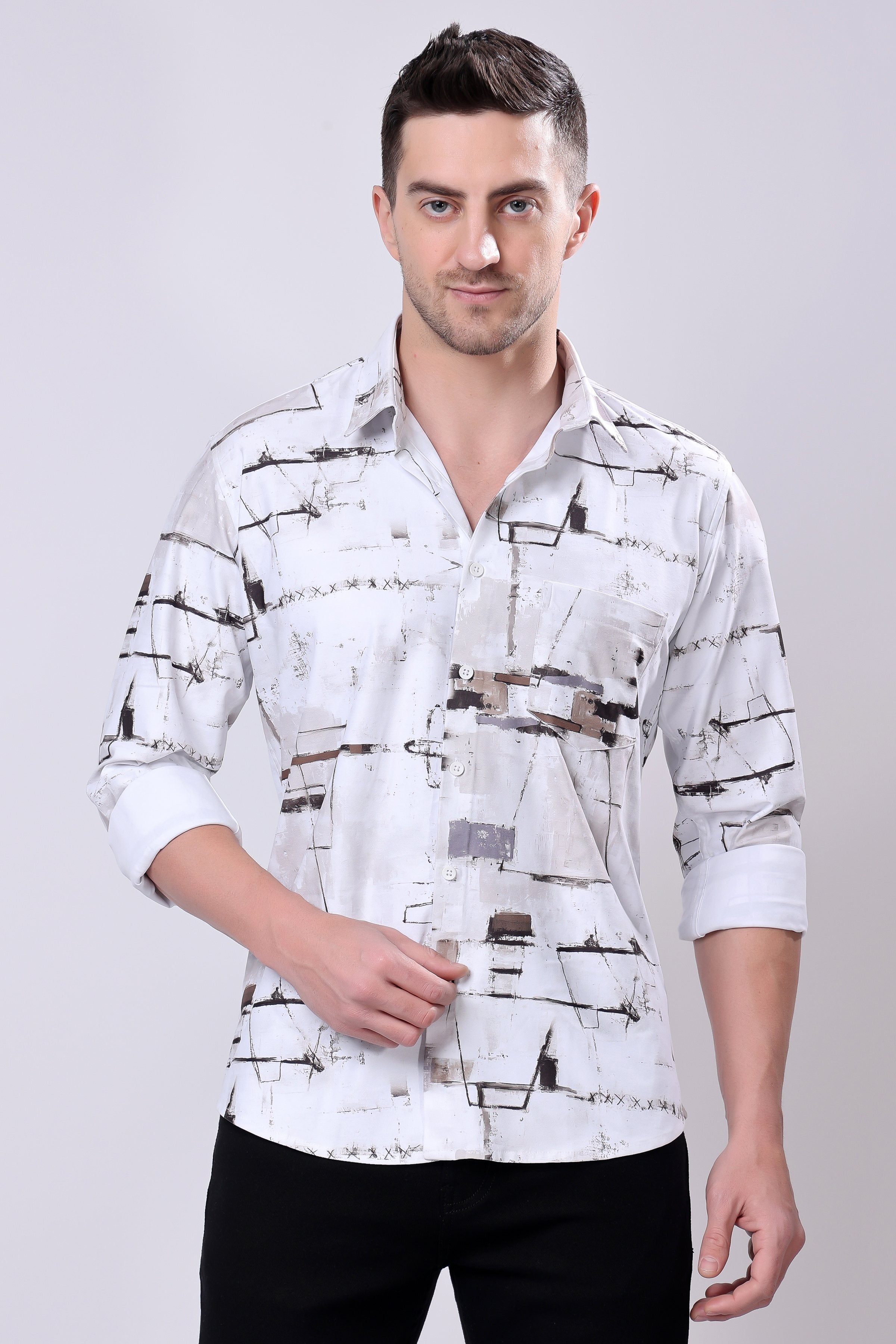 Stylox Men's Regular Fit Full Sleeve Printed Casual Shirt