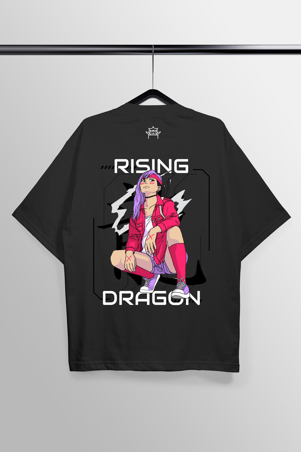 Rising Dragon Black Oversized Tee