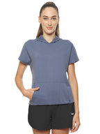 Hummel Blue Regular Hoodies for Women Daily Wear