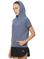Hummel Blue Regular Hoodies for Women Daily Wear