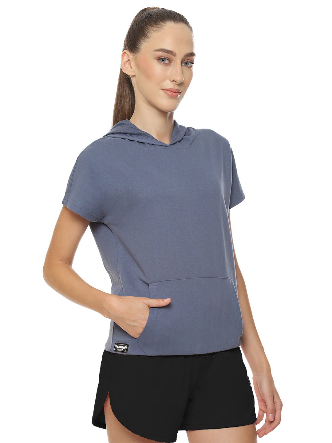 Hummel Blue Regular Hoodies for Women Daily Wear
