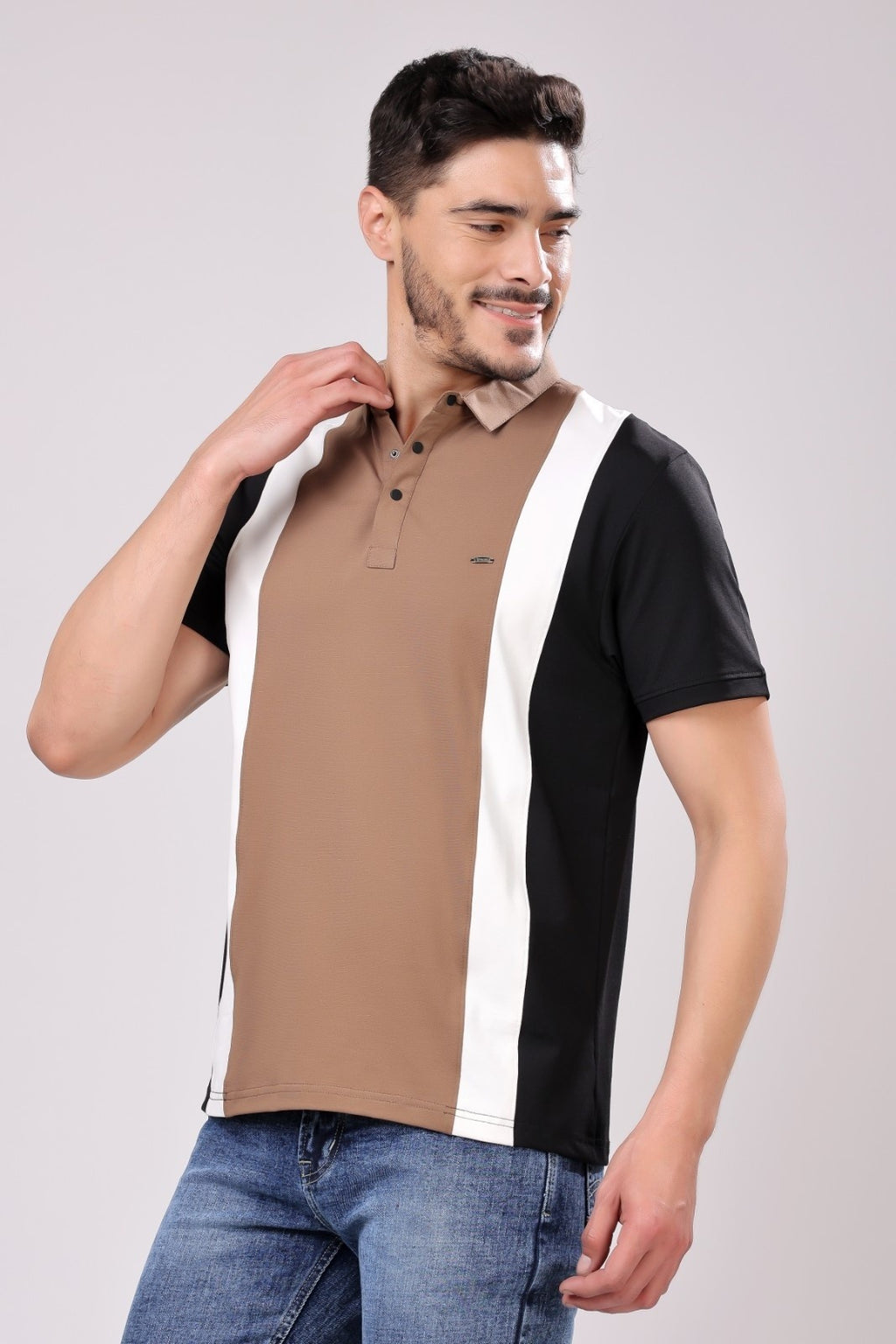 Stylox Full Sleeve Solid Casual Polo T-Shirt For Men's