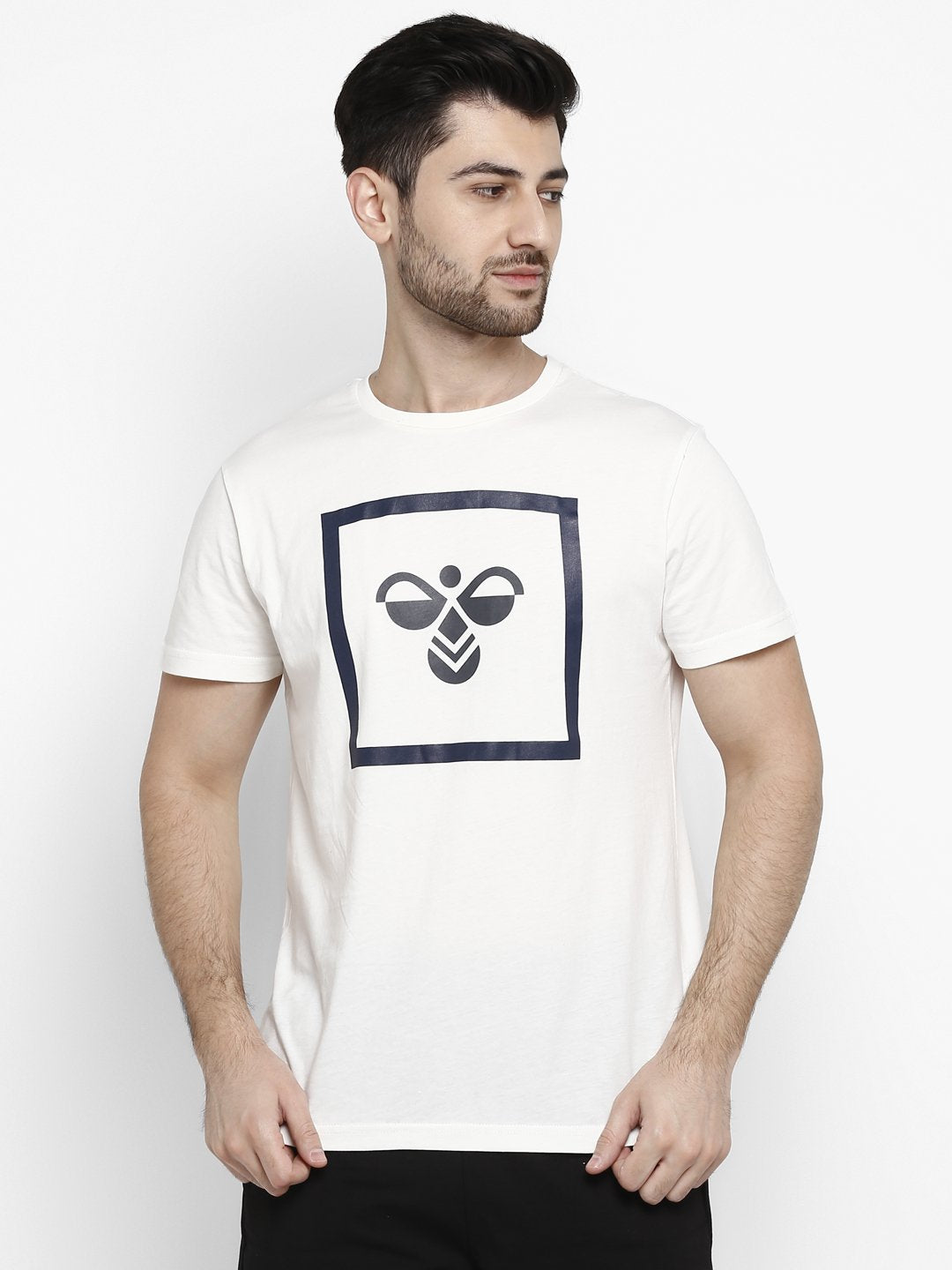 Hummel White Regular Shirts for Men Gym Wear