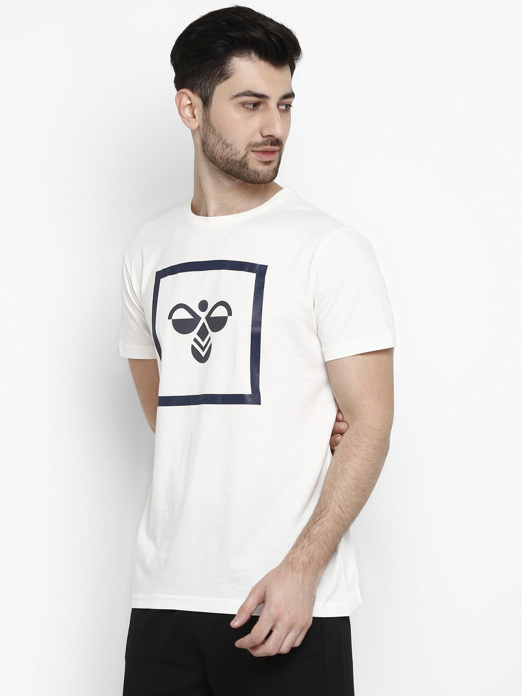 Hummel White Regular Shirts for Men Gym Wear