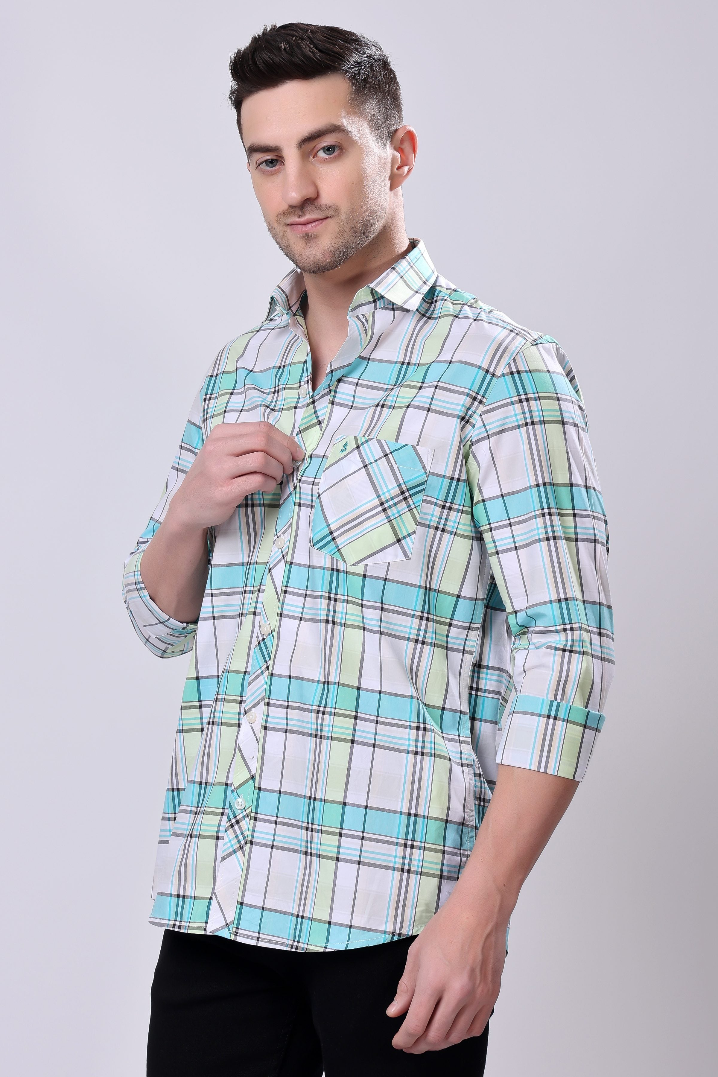 Stylox Regular Fit Full Sleeve Check Casual Shirt For Men's