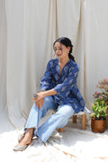 ShopKapaas Indigo Neel Printed Cotton Kurta
