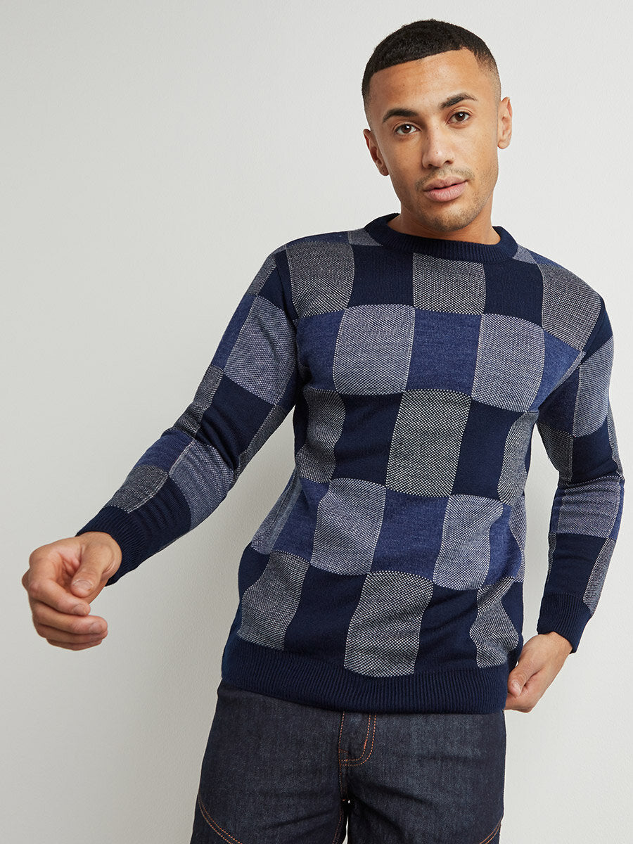 Campus Sutra Block Check Pullover Sweater