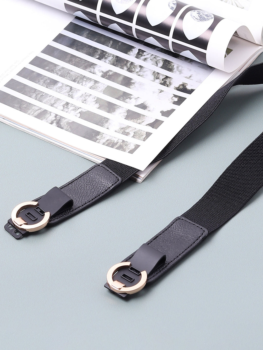 Black Solid Double Buckle Belt
