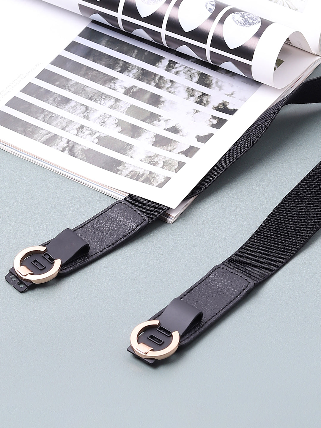 Black Solid Double Buckle Belt