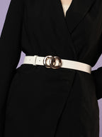 White Solid Metal Detail Belt
