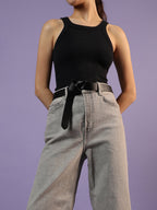 Black Solid Twist Belt