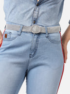 Silver Textured Waist Belt