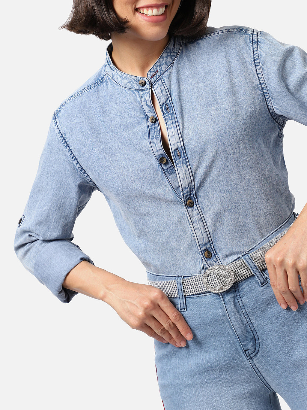 Silver Textured Waist Belt
