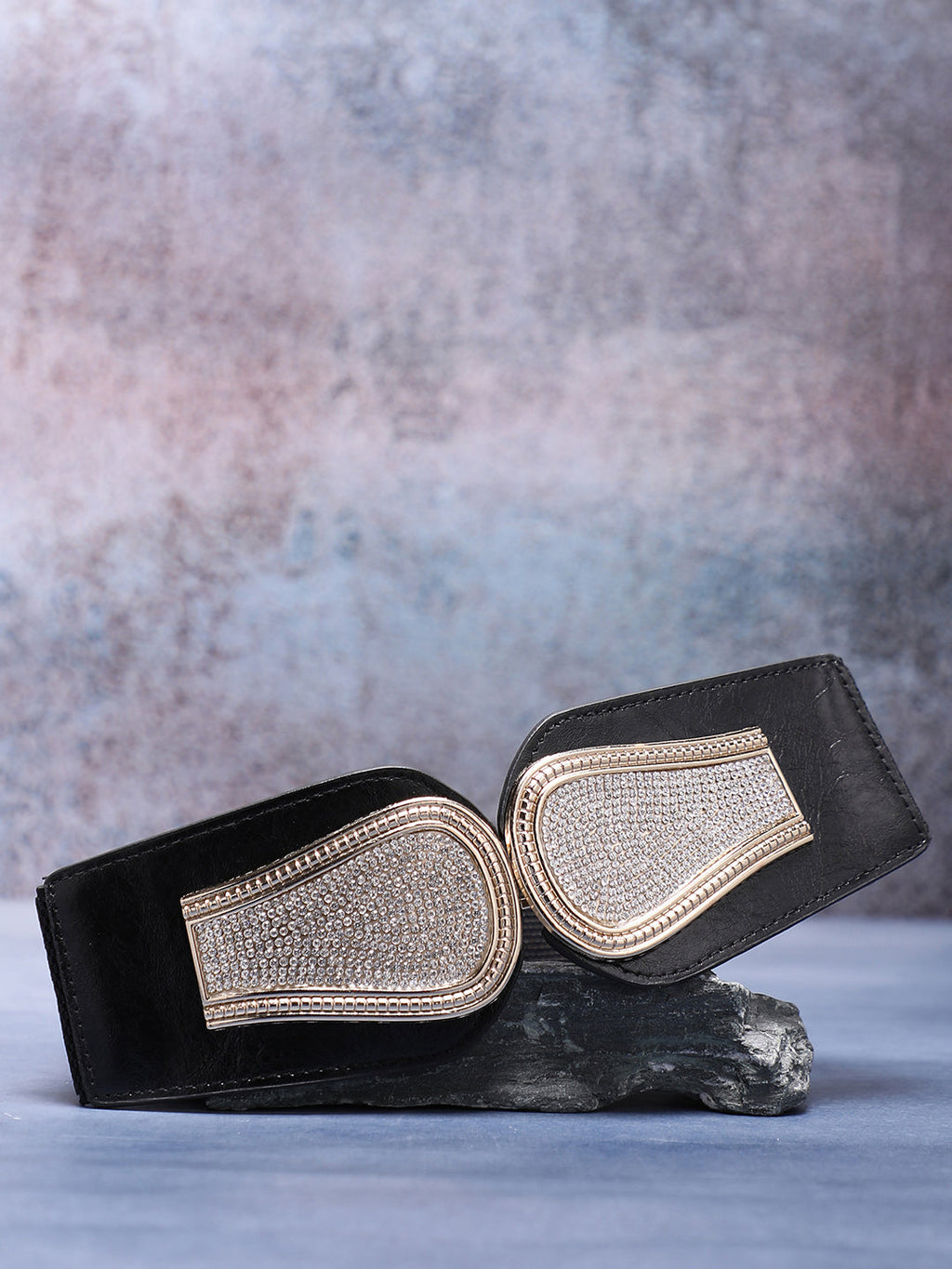 Black Textured Waist Belt