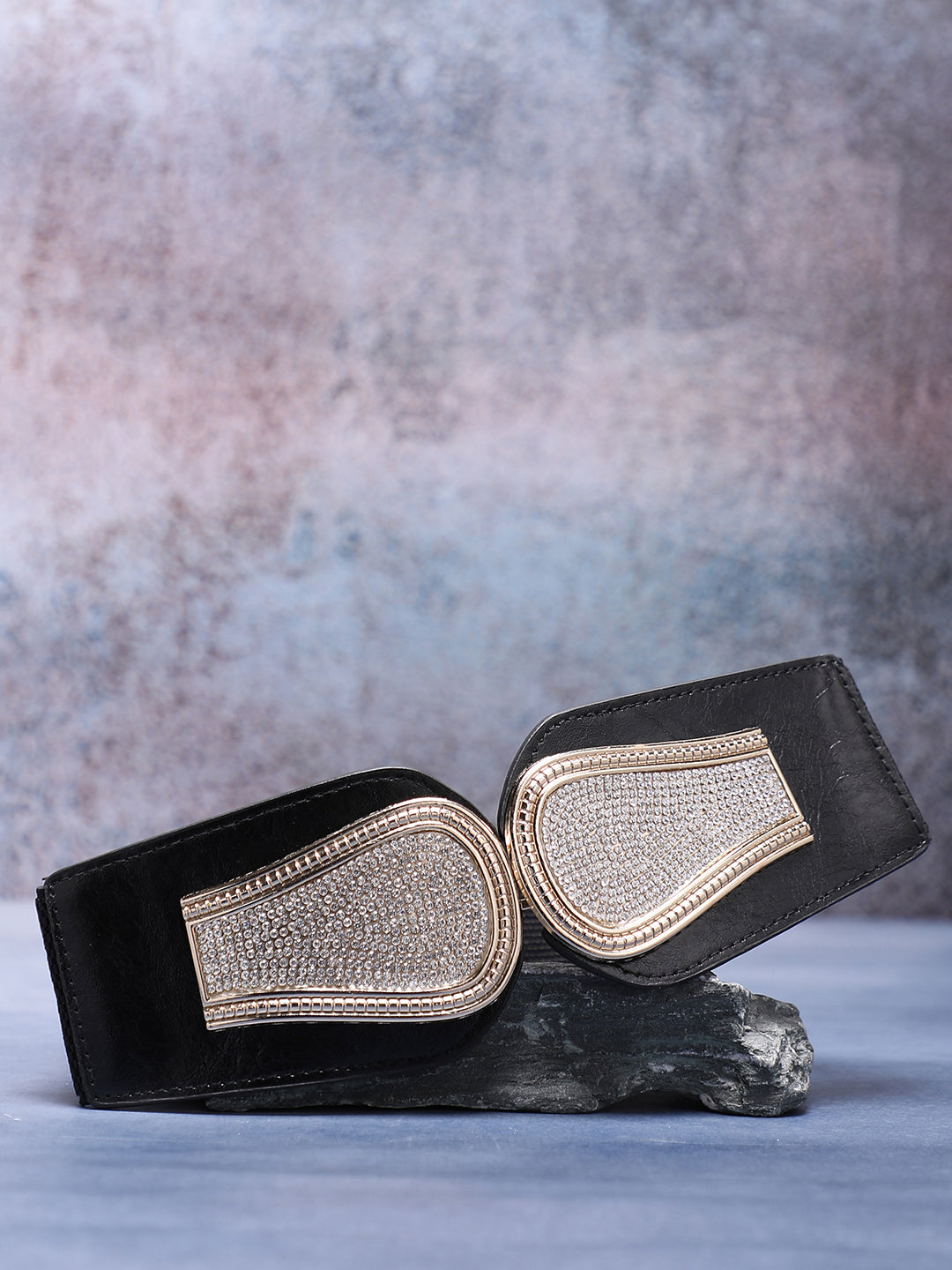 Black Textured Waist Belt