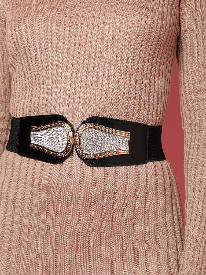 Black Textured Waist Belt