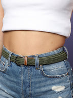 Olive Green Textured Waist Belt