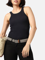Black & White Textured Waist Belt