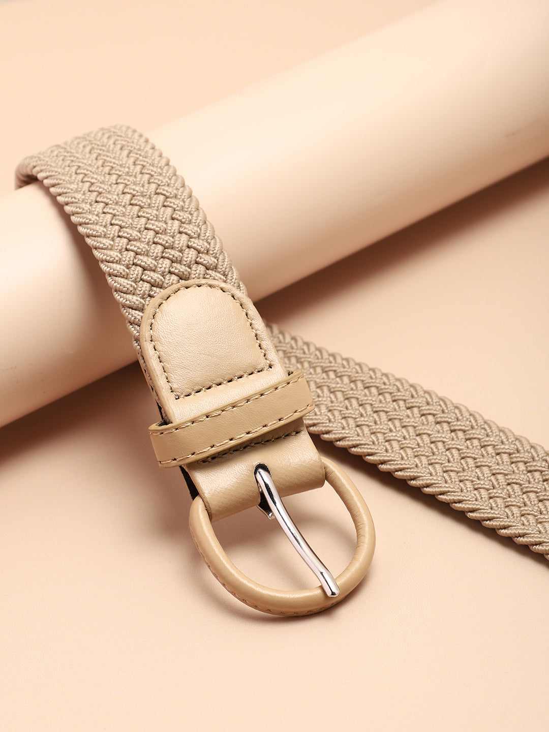 Beige Textured Waist Belt