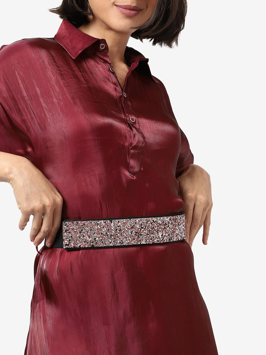 Pink Textured Waist Belt